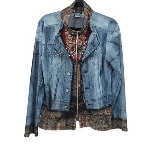 Damee Inc Sheer Denim Illusion Mesh Jacket Size Medium